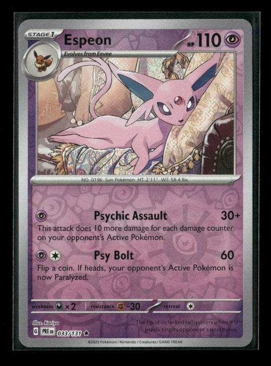Espeon Rare SV: Prismatic Evolutions 033/131 NM - Kang's Collectibles