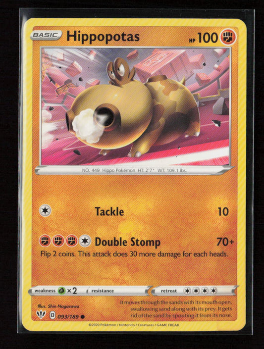 Hippopotas Common SWSH03: Darkness Ablaze 093/189 LP