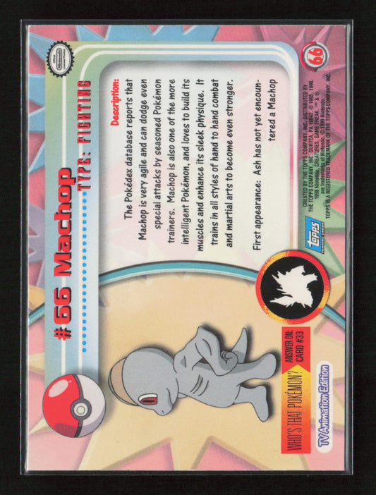 Machop Pokemon 1999 Topps TV 66 NM (Back)