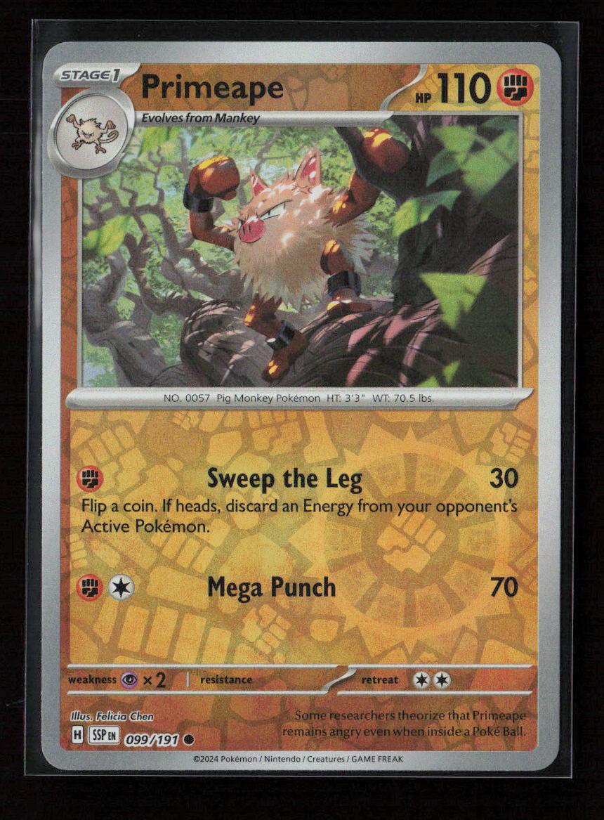 Primeape Common SV08: Surging Sparks 099/191 NM - Kang's Collectibles