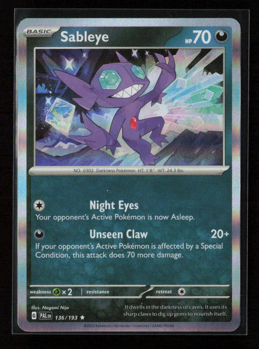 Sableye Rare SV02: Paldea Evolved 136/193 NM - Kang's Collectibles