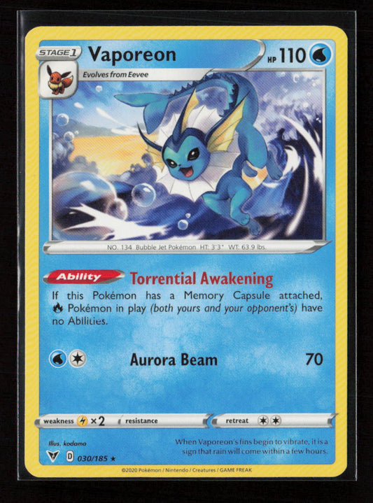 Vaporeon Rare SWSH04: Vivid Voltage 030/185 LP