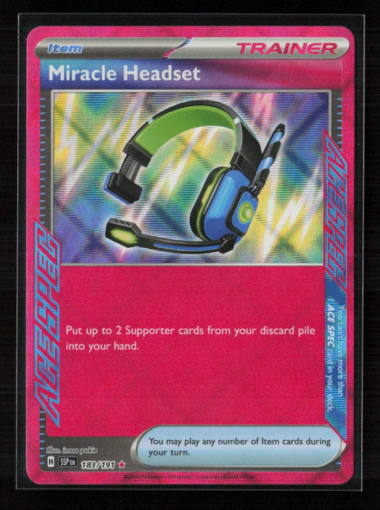 Miracle Headset ACE SPEC Rare SV08: Surging Sparks 183/191 NM - Kang's Collectibles