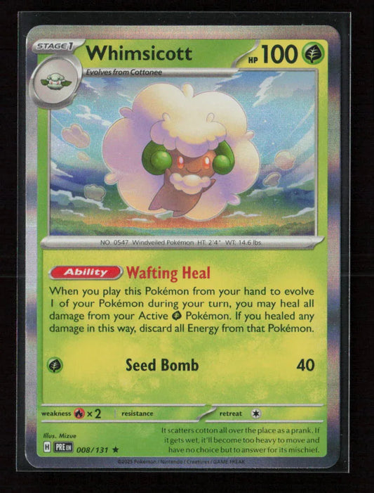 Whimsicott Rare SV: Prismatic Evolutions 008/131 NM - Kang's Collectibles