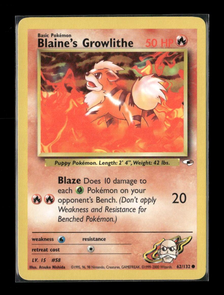 Blaine's Growlithe (62) Common Gym Heroes 062/132 LP - Kang's Collectibles