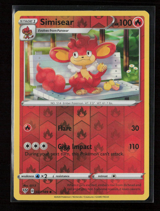 Simisear Uncommon SWSH03: Darkness Ablaze 027/189 NM