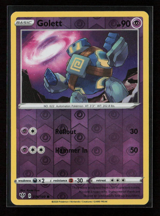 Golett Common SWSH03: Darkness Ablaze 076/189 NM - Kang's Collectibles