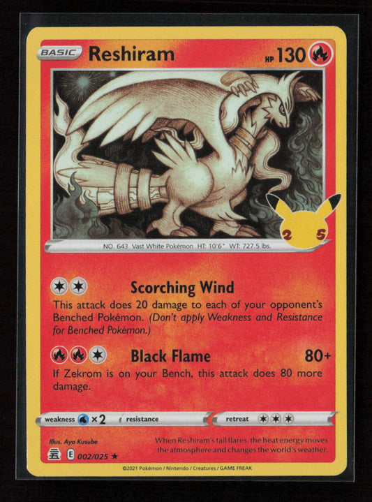 Reshiram Holo Rare Celebrations 002/025 NM