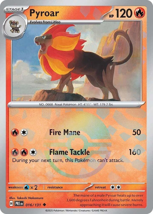 Pyroar (Poke Ball Pattern) Uncommon SV: Prismatic Evolutions 016/131 NM - Kang's Collectibles