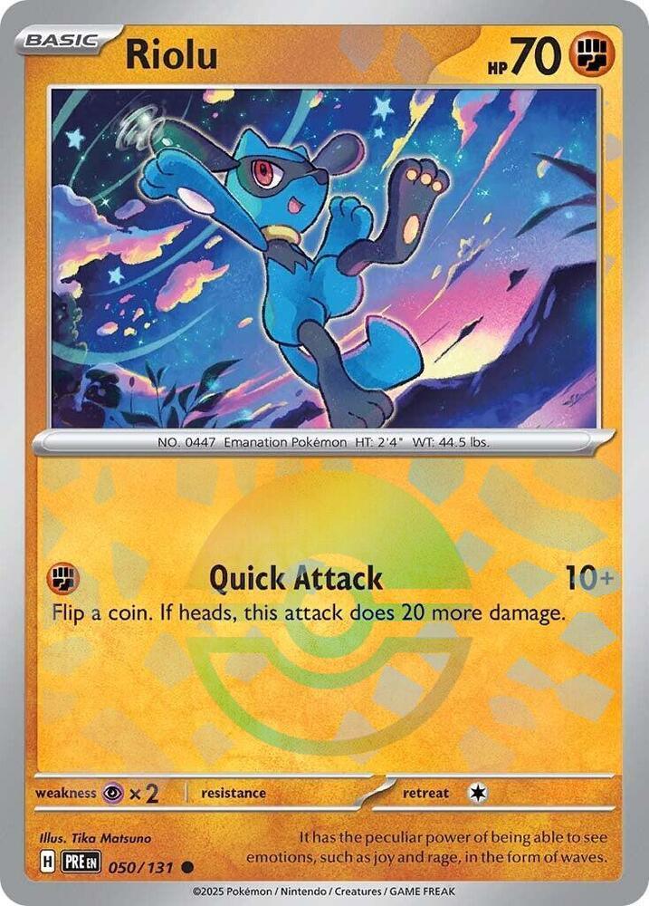 Riolu (Poke Ball Pattern) Common SV: Prismatic Evolutions 050/131 NM - Kang's Collectibles