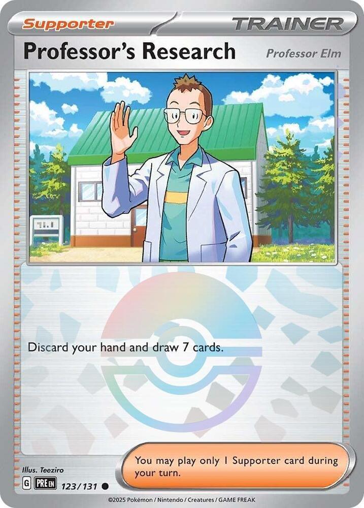Professor's Research [Professor Elm] (Poke Ball Pattern) Common SV: Prismatic Evolutions 123/131 NM - Kang's Collectibles