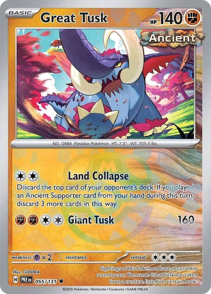 Great Tusk (Master Ball Pattern) Uncommon SV: Prismatic Evolutions 055/131 NM - Kang's Collectibles