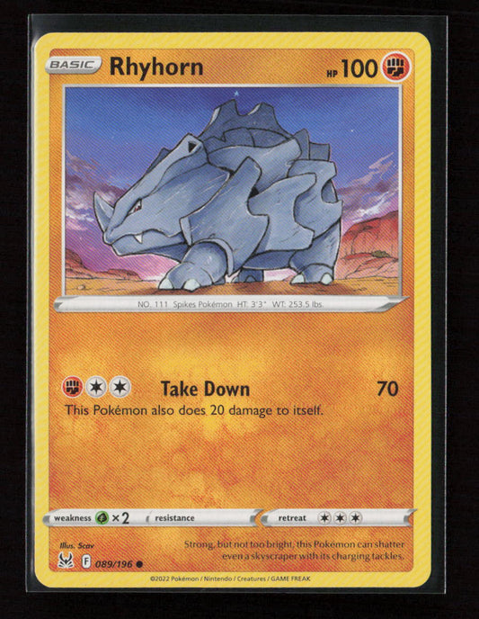 Rhyhorn Common SWSH11: Lost Origin 089/196 LP