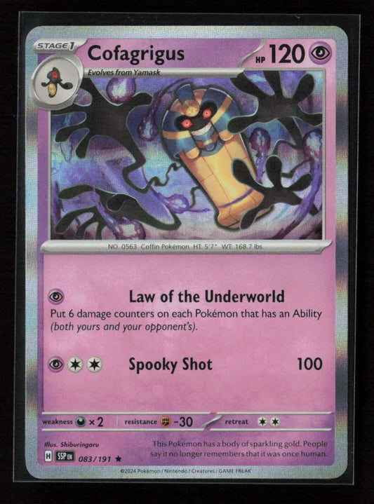 Cofagrigus Rare SV08: Surging Sparks 083/191 NM - Kang's Collectibles