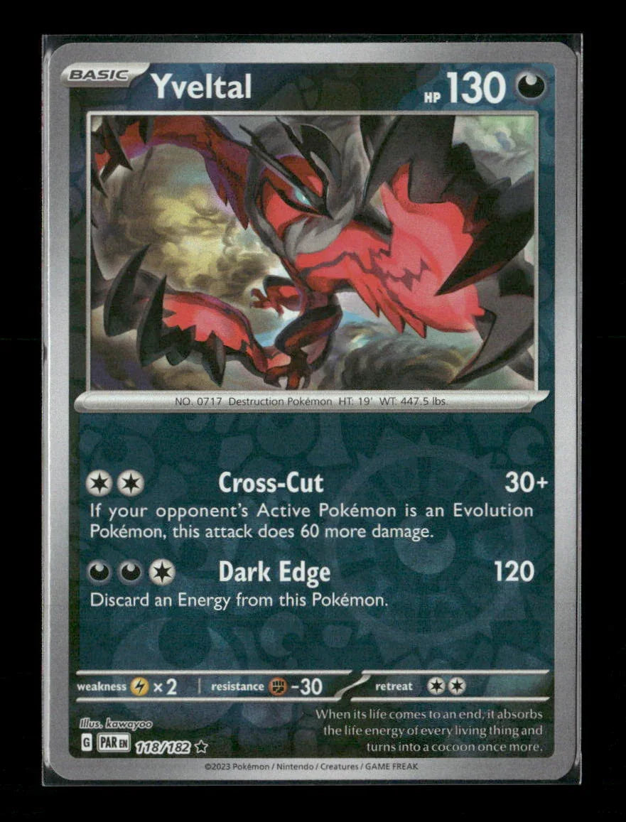 Yveltal - Rare SV04: Paradox Rift 118/182 LP - Kang's Collectibles