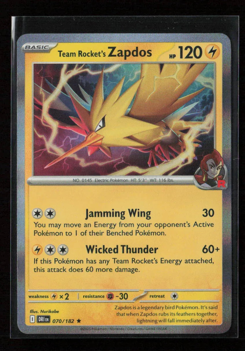 Team Rocket's Zapdos Rare SV10: Destined Rivals 070/182 NM - Kang's Collectibles