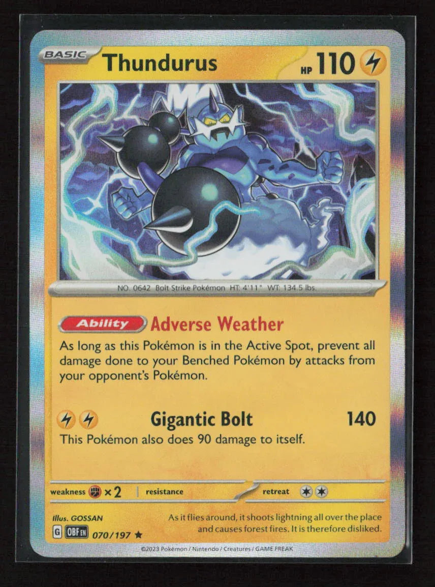 Thundurus Rare SV03: Obsidian Flames 070/197 NM - Kang's Collectibles