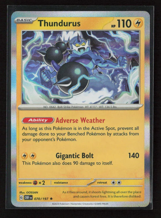 Thundurus Rare SV03: Obsidian Flames 070/197 NM - Kang's Collectibles