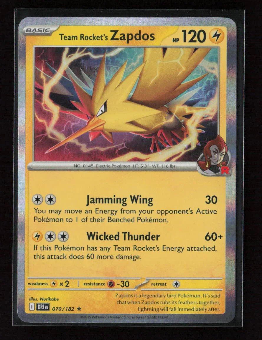 Team Rocket's Zapdos Rare SV10: Destined Rivals 070/182 NM - Kang's Collectibles