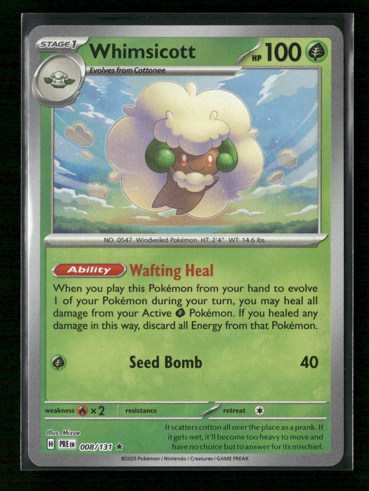 Whimsicott (Poke Ball Pattern) Rare SV: Prismatic Evolutions 008/131 NM - Kang's Collectibles