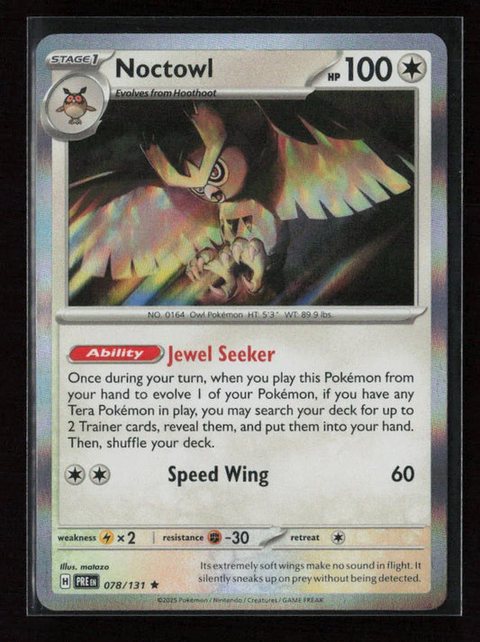 Noctowl Rare SV: Prismatic Evolutions 078/131 NM - Kang's Collectibles