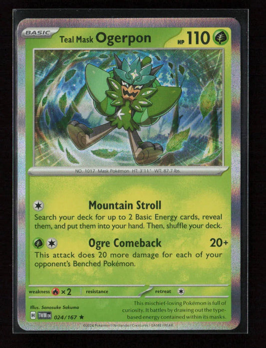 Teal Mask Ogerpon Rare SV06: Twilight Masquerade 024/167 NM - Kang's Collectibles