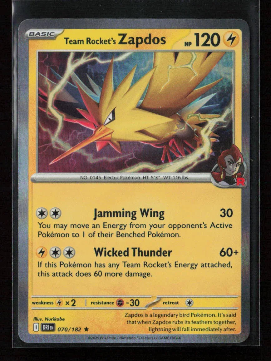 Team Rocket's Zapdos Rare SV10: Destined Rivals 070/182 NM - Kang's Collectibles