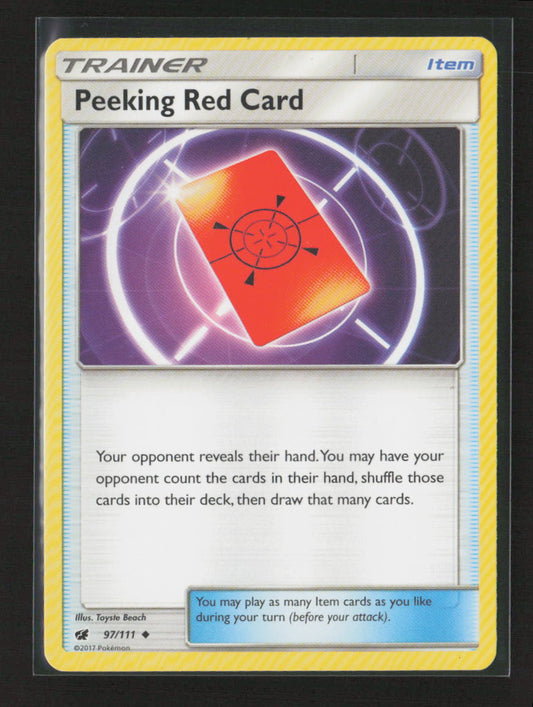 Peeking Red Card Uncommon SM - Crimson Invasion 97/111 MP
