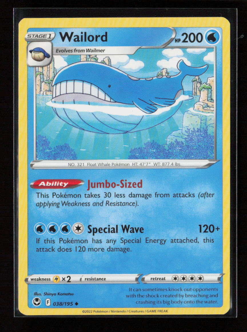 Wailord Uncommon SWSH12: Silver Tempest 038/195 NM
