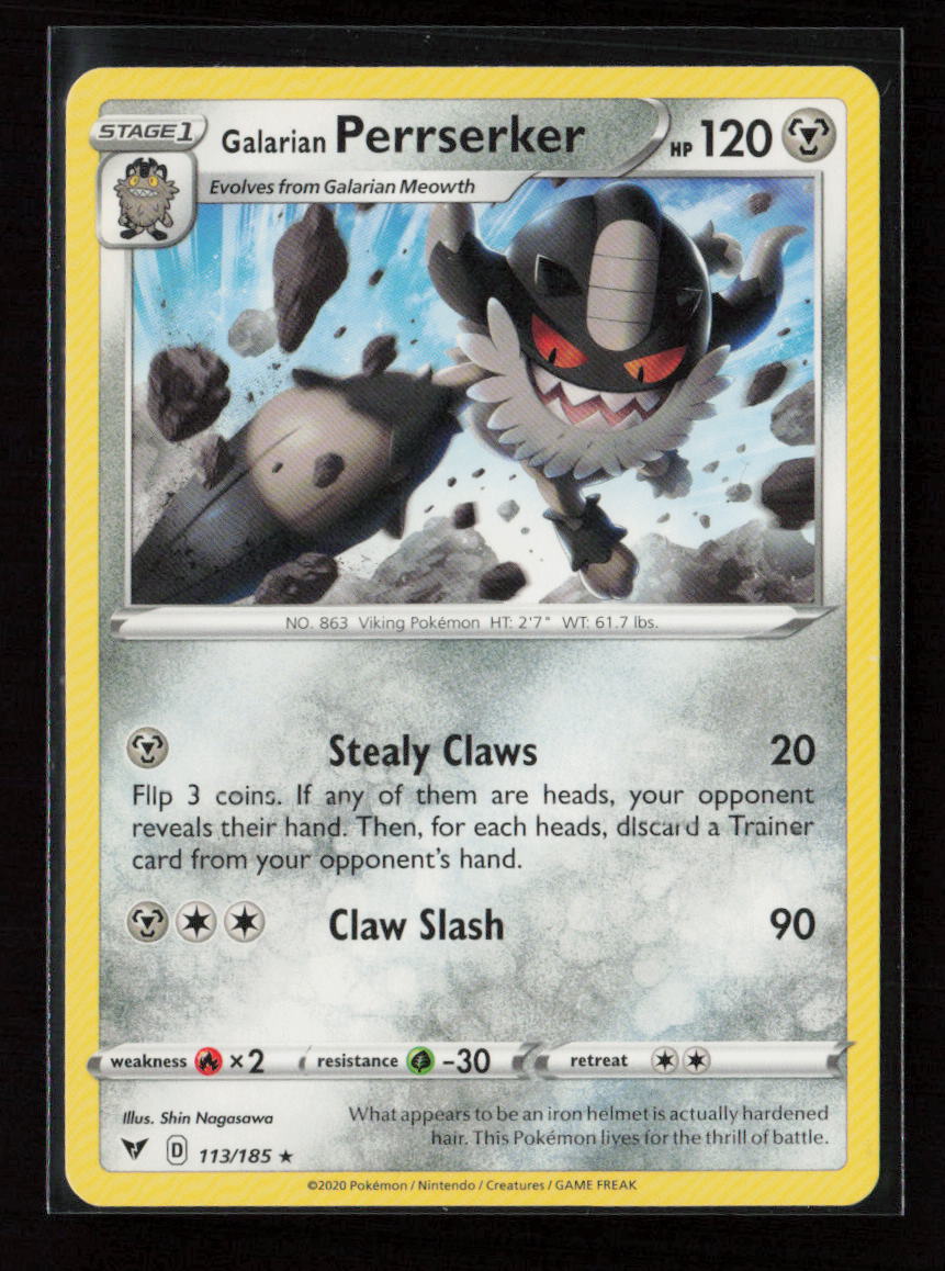 Galarian Perrserker Rare SWSH04: Vivid Voltage 113/185 LP