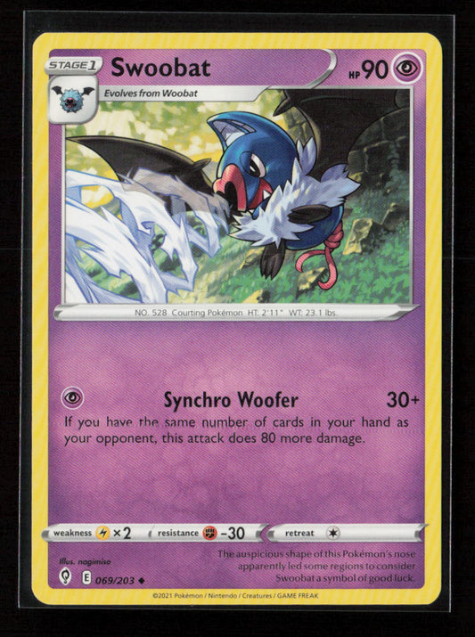 Swoobat Uncommon SWSH07: Evolving Skies 069/203 NM