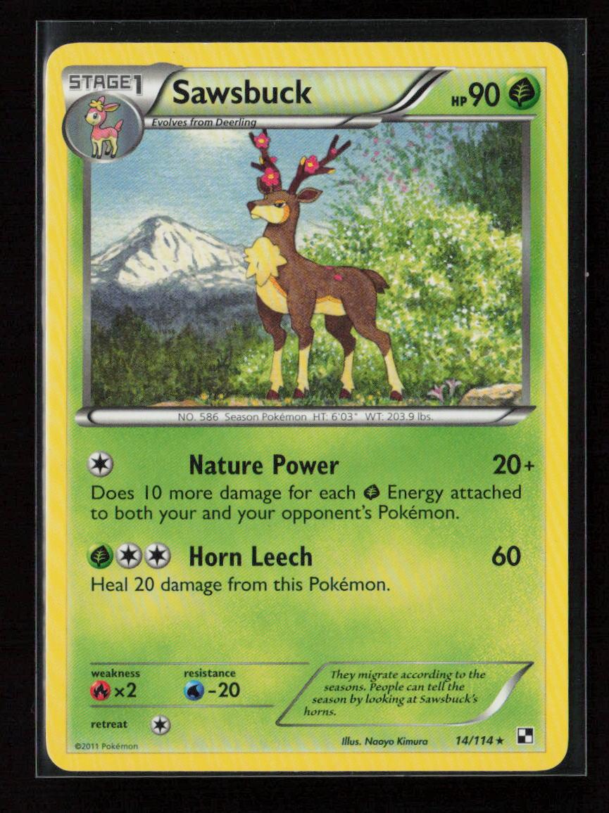 Sawsbuck Rare Black and White 14/114 NM - Kang's Collectibles