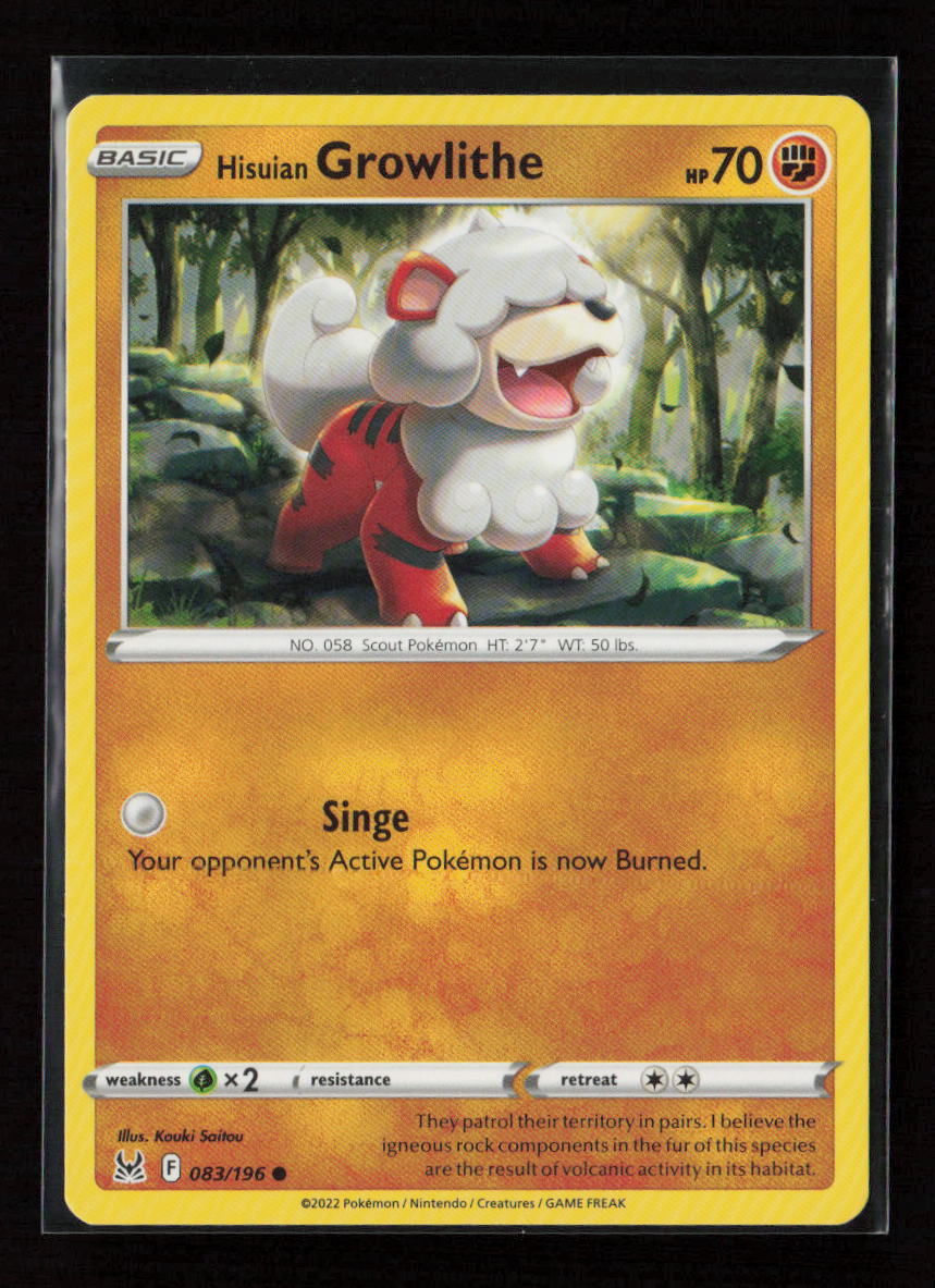 Hisuian Growlithe Common SWSH11: Lost Origin 083/196 LP
