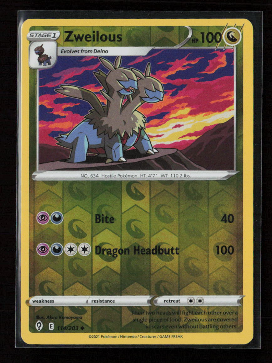 Zweilous Uncommon SWSH07: Evolving Skies 114/203 NM