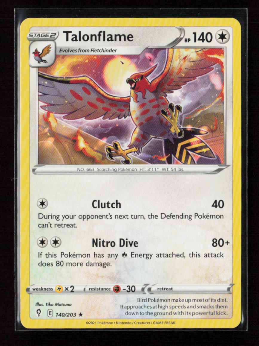Talonflame Rare SWSH07: Evolving Skies 140/203 LP