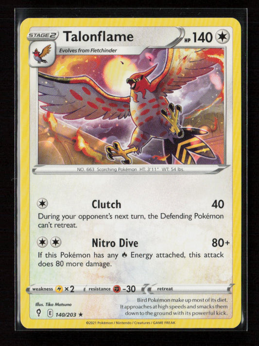 Talonflame Rare SWSH07: Evolving Skies 140/203 LP