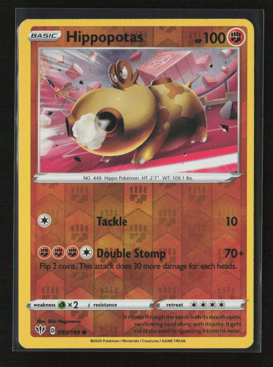 Hippopotas Common SWSH03: Darkness Ablaze 093/189 NM