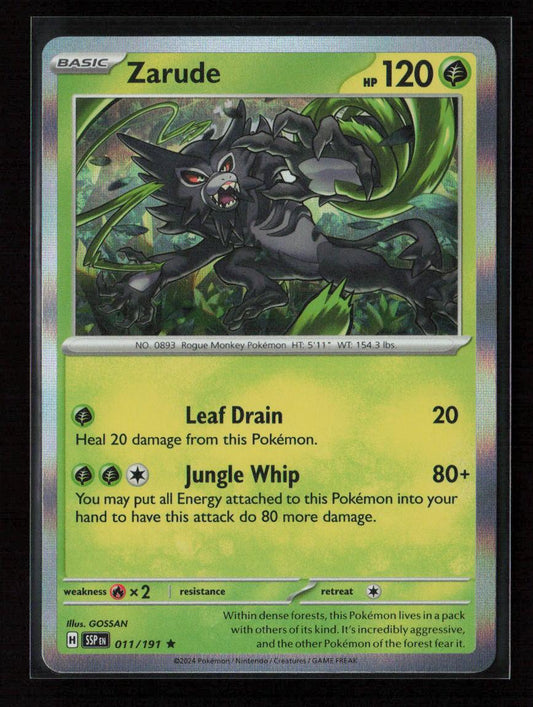 Zarude Rare SV08: Surging Sparks 011/191 NM - Kang's Collectibles