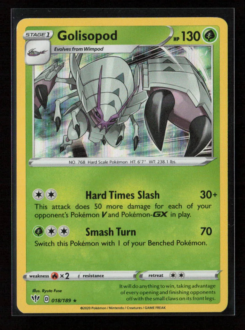 Golisopod Holo Rare SWSH03: Darkness Ablaze 018/189 NM - Kang's Collectibles