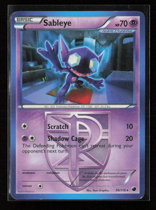 Sableye (Team Plasma) Rare Plasma Freeze 49/116 LP - Kang's Collectibles