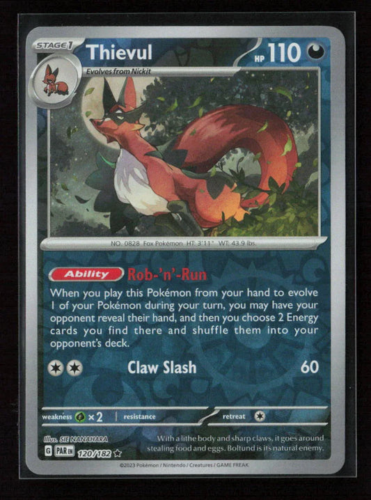 Thievul Rare SV04: Paradox Rift 120/182 NM - Kang's Collectibles
