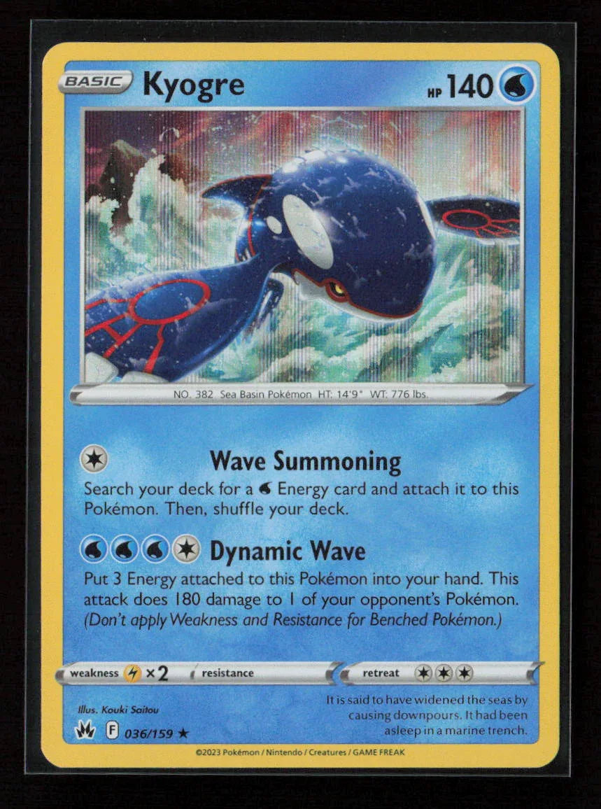 Kyogre Holo Rare Crown Zenith 036/159 NM - Kang's Collectibles