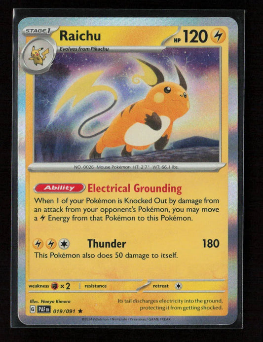 Raichu - Rare SV: Paldean Fates 019/091 NM - Kang's Collectibles