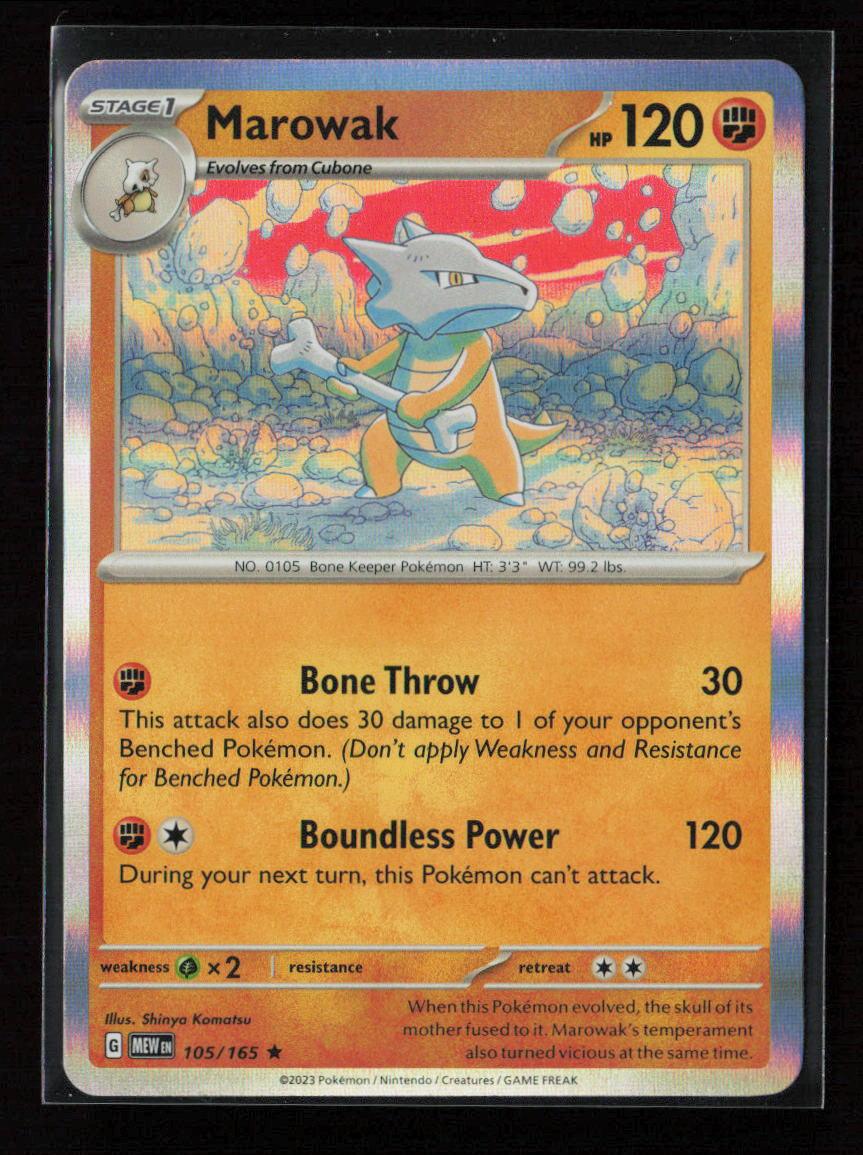 Marowak Rare SV: Scarlet & Violet 151 105/165 NM - Kang's Collectibles