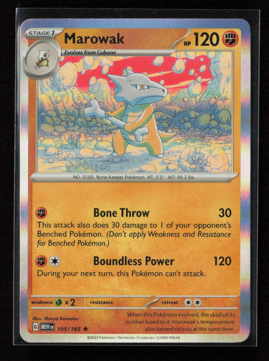 Marowak Rare SV: Scarlet & Violet 151 105/165 NM - Kang's Collectibles