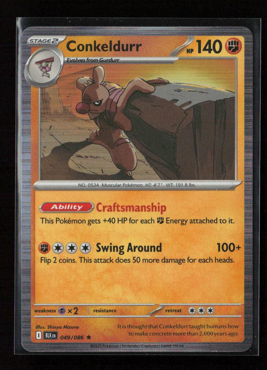 Conkeldurr Rare SV: Black Bolt 049/086 NM - Kang's Collectibles