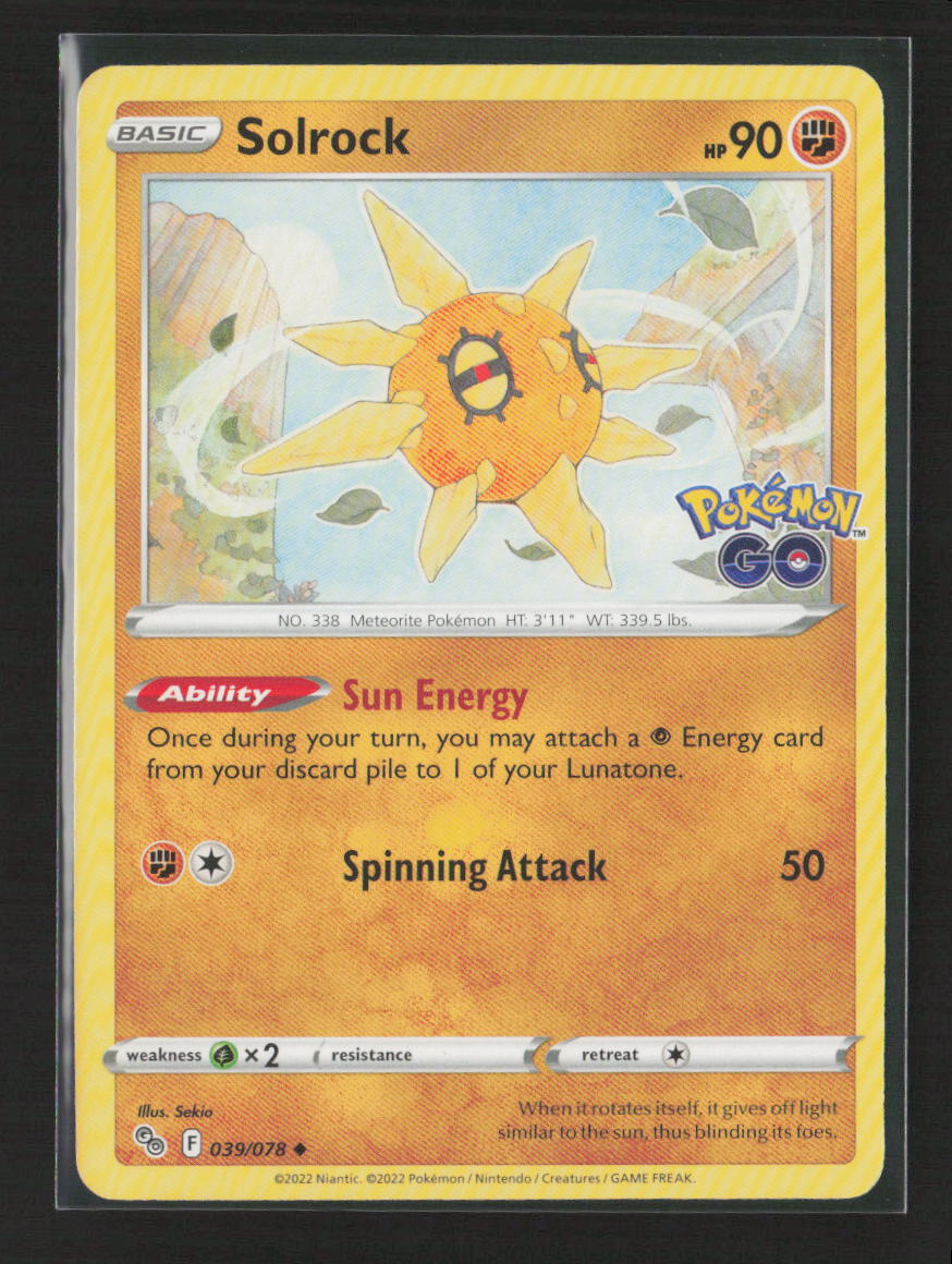 Solrock Uncommon Pokemon GO 039/078 NM