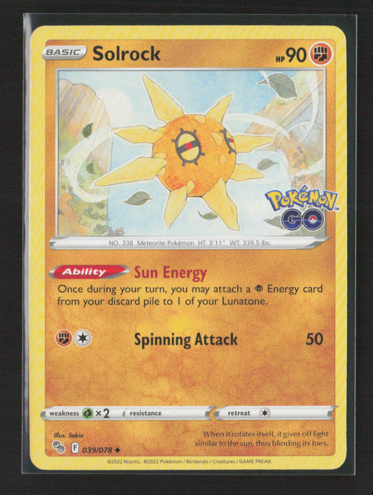 Solrock Uncommon Pokemon GO 039/078 NM