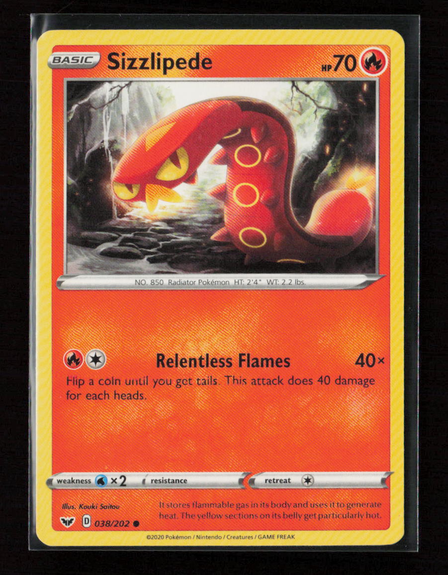 Sizzlipede (038) Common SWSH01: Sword & Shield Base Set 038/202 LP