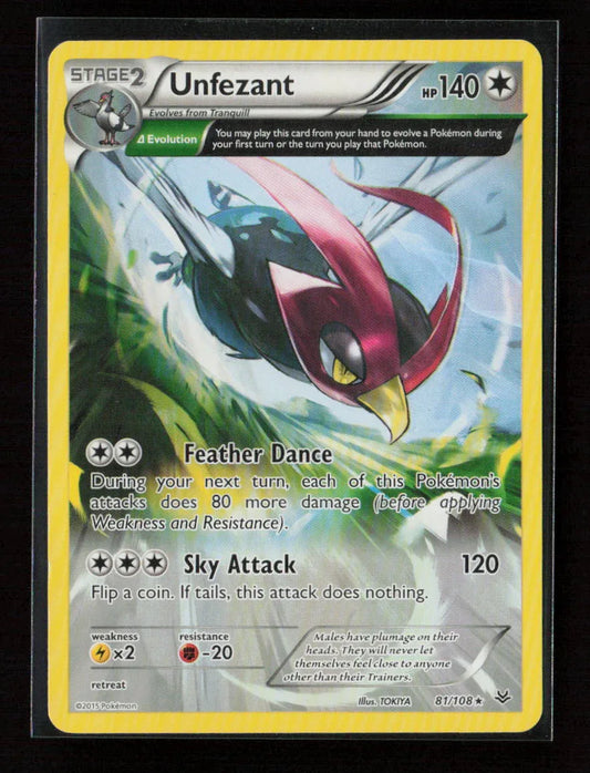 Unfezant (81 Delta) Rare XY - Roaring Skies 81/108 LP - Kang's Collectibles